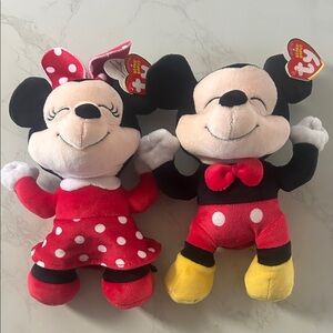 Ty Plush Mickey and Minnie Mouse - Red, Black, Yellow
